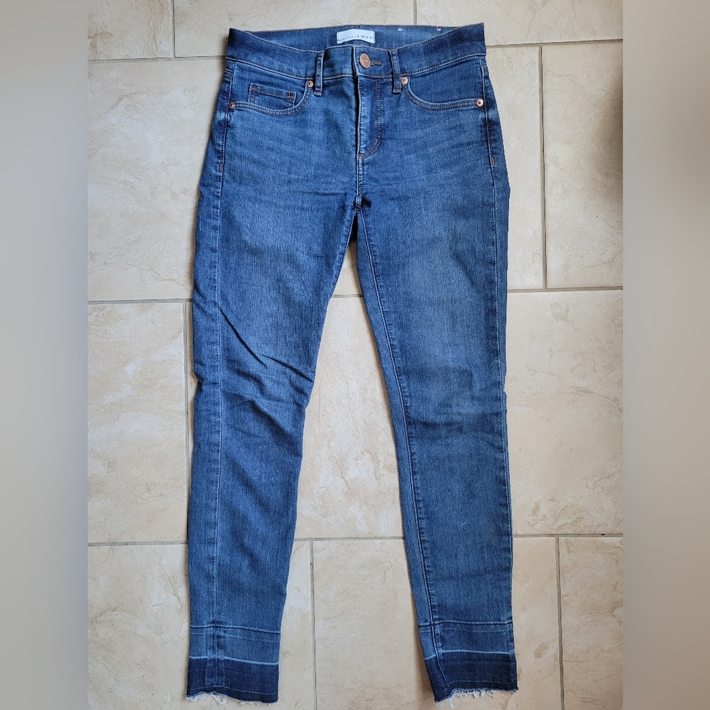 Loft Skinny Jeans With Two-Tone Ankles-Size 24/00